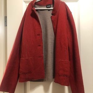 Eileen Fisher red and gray wool jacket
